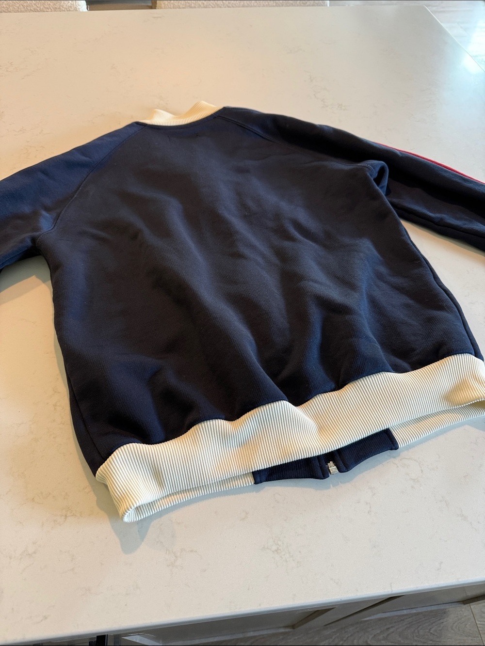 Fred Perry Vintage Navy Mens Zip Track Jacket with Rainbow Sleeve Stripes-M - Picture 5 of 6